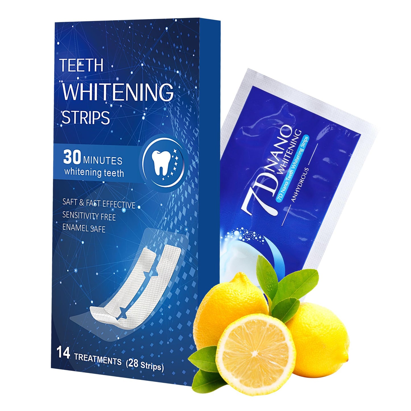 ZZ8ZZ Teeth Whitening Strips 14 Treatments Enamel Safe & No Sensitivity Peroxide Free Dry Strip Technology 28 Professional Teeth Whitening Strips (14 Treatments) Lemon