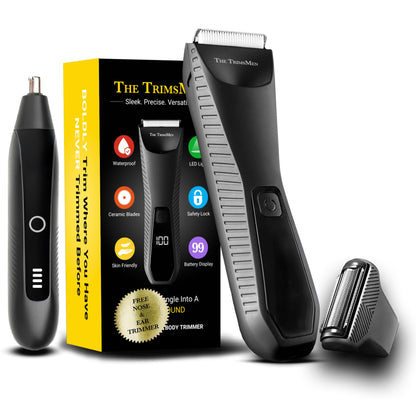 THE TRIMSMEN No Nick Ball Trimmer Body Hair Trimmer for Men Manscape Razor Ceramic Blades Waterproof Electric Groin Groin Trimmer Pubic Shaver Nose Trimmer Manscape Kit Valentines Gift Men